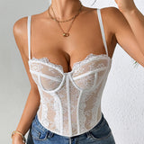 Elegant White Lace Mesh Corset Top – Structured Strappy Bustier Camisole Corset Tops & Bustiers mpncm1-10.myshopify.com white-lace-mesh-corset-bustier-top-strappy Fittyluxe