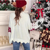 Women's Printed Loose Knit Sweater – Casual Long Sleeve Pullover Jumper