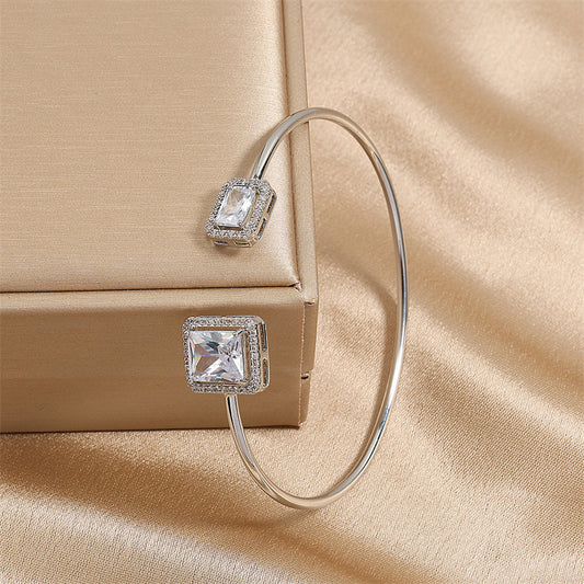Elegant Water Drop & Square Diamond Cuff Bracelet – High-Grade Open Bangle Cuff Bracelets mpncm1-10.myshopify.com elegant-water-drop-square-diamond-open-cuff-bracelet Fittyluxe