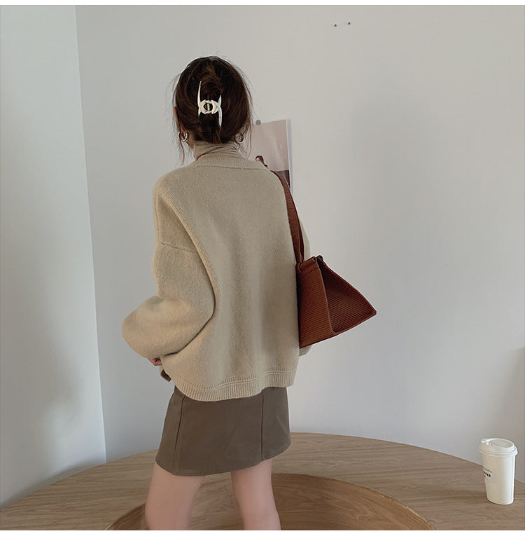 Women's Soft Knit Crew Neck Cardigan – Oversized Button-Down Sweater with Pockets Cardigans mpncm1-10.myshopify.com womens-soft-knit-crew-neck-cardigan-pockets Fittyluxe