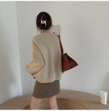 Women's Soft Knit Crew Neck Cardigan – Oversized Button-Down Sweater with Pockets Cardigans mpncm1-10.myshopify.com womens-soft-knit-crew-neck-cardigan-pockets Fittyluxe