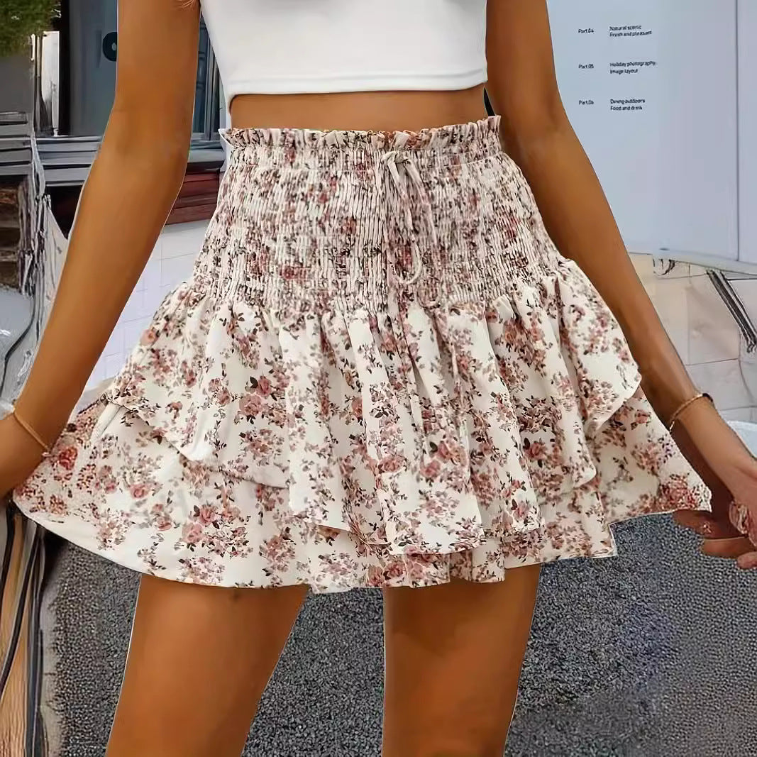 Women's Floral Print Ruffled Skort – High-Waist Shirred Layered Culottes Skirts & Skorts mpncm1-10.myshopify.com womens-floral-ruffled-skort-shirred-high-waist Fittyluxe