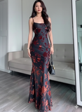 Women's Romantic Floral Flocked Maxi Dress – Velvet Texture Slip Gown Maxi Dresses mpncm1-10.myshopify.com womens-floral-flocked-velvet-maxi-slip-dress Fittyluxe