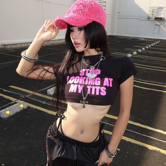 Edgy Women's Cropped Short Sleeve T-Shirt - Slim Fit Casual Pullover Short Sleeve Tees mpncm1-10.myshopify.com ultra-short-slim-fit-cropped-tee Fittyluxe