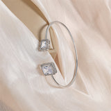 Elegant Water Drop & Square Diamond Cuff Bracelet – High-Grade Open Bangle Cuff Bracelets mpncm1-10.myshopify.com elegant-water-drop-square-diamond-open-cuff-bracelet Fittyluxe
