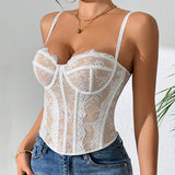 Elegant White Lace Mesh Corset Top – Structured Strappy Bustier Camisole Corset Tops & Bustiers mpncm1-10.myshopify.com white-lace-mesh-corset-bustier-top-strappy Fittyluxe