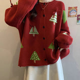 Festive Red Christmas Tree Knit Cardigan – Oversized Holiday Sweater Coat sweater & coat mpncm1-10.myshopify.com womens-oversized-red-christmas-tree-cardigan-sweater Fittyluxe